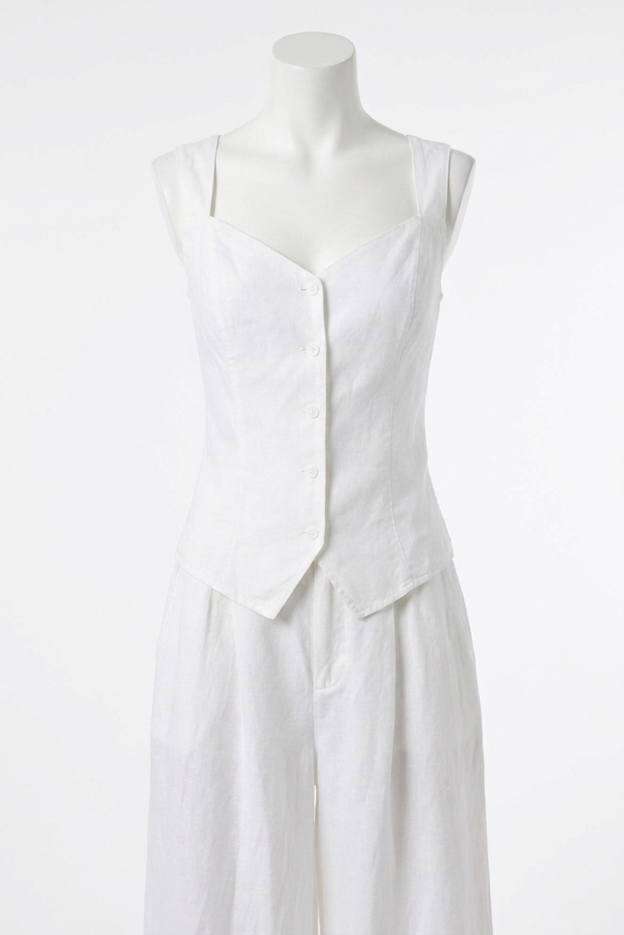 NEW YOUNG FABULOUS & BROKE stayley button front top in bone pigment
